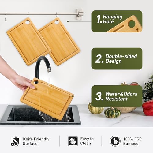2 Pack Small Bamboo Wood Cutting Board - Image 5