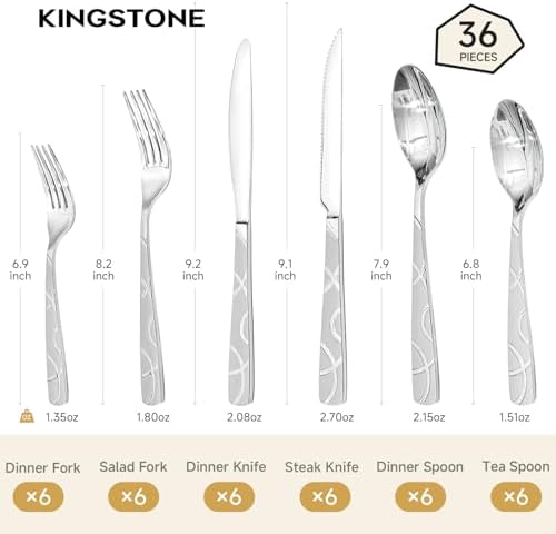 HIKAA 36PCS Stainless Steel Silverware Set - Image 2