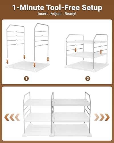 EVERIE Extendable 3-Tier Kitchen Cabinet & Pantry Organizer - Image 6