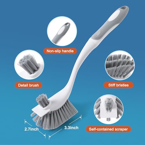4 Pack Heavy-Duty Dish Scrub Brushes - Image 2