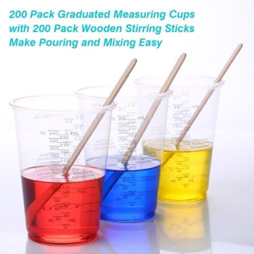 200Pcs 8oz Graduated Clear Plastic Measuring Cups - Image 6
