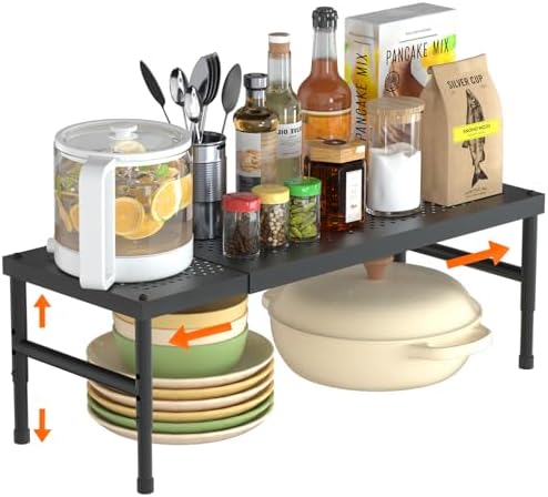 HI NINGER Expandable adjustable stackable kitchen organizer, Spice Racks by WELCOMETOHININGER