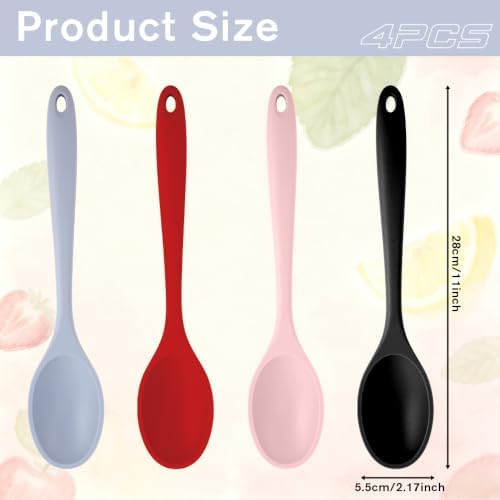 4Pcs Silicone Cooking Spoon Serving Mixing Kitchen Spoons - Image 4