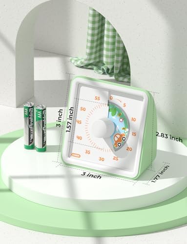 LIORQUE Visual Timer for Kids, 60 Minute Countdown Timer, Light Green - Image 6