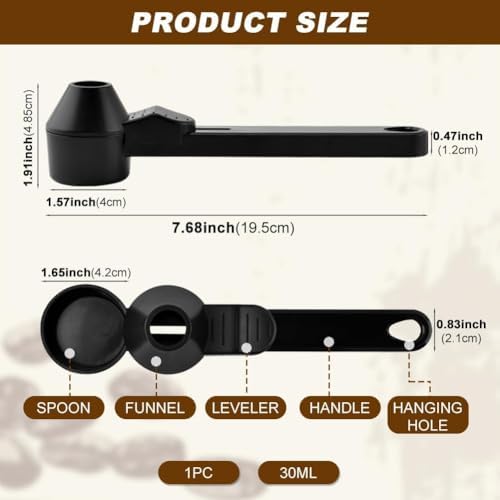Coffee Scoop with Funnel for Ground Coffee, Protein Powder & Tea, 2 Tbsp - Image 3