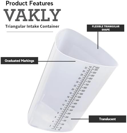 Vakly 32 oz Graduated Triangular Intake Output Container, Plastic 10 Pack - Image 2