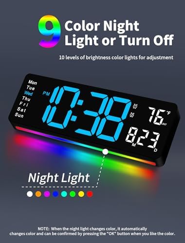 MASHI Digital Wall Clock, Auto-Dimming Wall Clock - Image 3