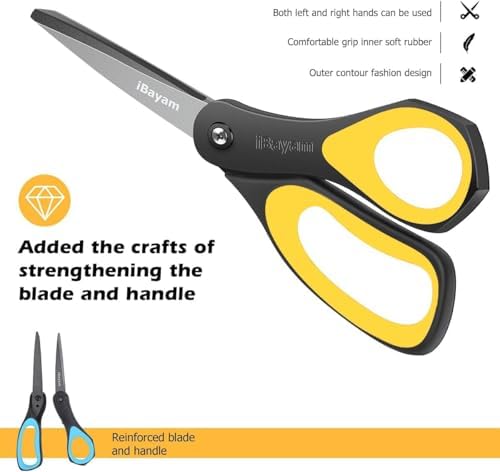 iBayam 8.5" All Purpose Nonstick Scissors, Titanium Scissors - Image 4
