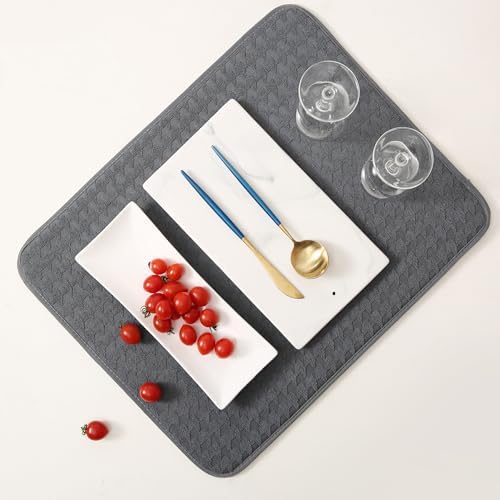 2 Pack Microfiber Dish Drying Mat, Dark Gray - Image 7