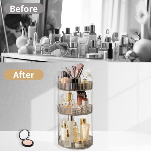 Asayuee 360 Rotating Makeup Organizer, 3 Tier Large Capacity Make Up Organizers - Image 5