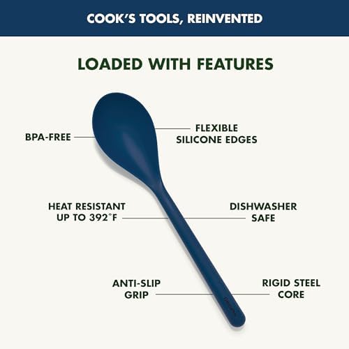 GreenPan Silicone Solid Spoon, Mixing Stirring Serving, Cooking Kitchen Utensil - Image 4