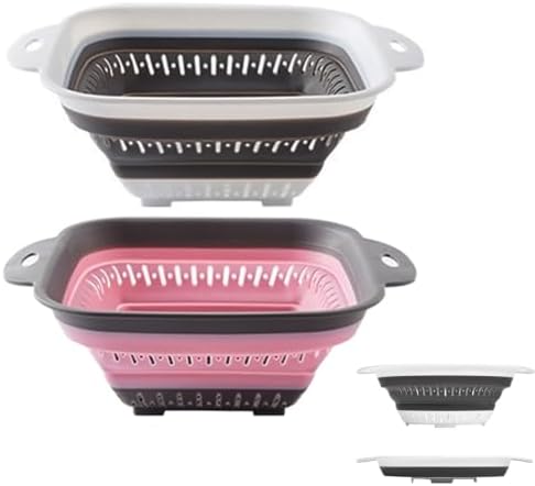 2Pcs Collapsible Square Silicone Colander Strainer by LogFaadCoi
