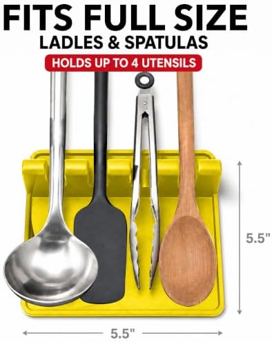 2 Pack Yellow Silicone Spoon Rest - Image 2