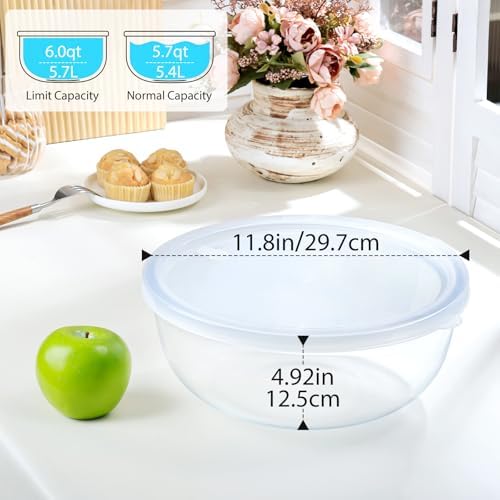 NUTRIUPS 6 QT Large Glass Mixing Bowl - Image 2