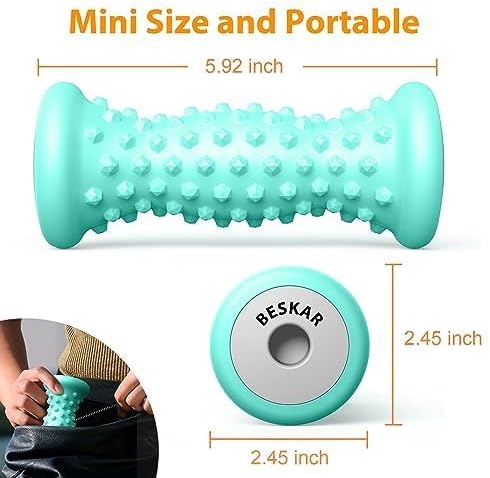 BESKAR Foot Massage Roller for Plantar Fasciitis Relief, Portable Foot Roller to Deep Tissue Muscle Massage, Foot Arch and Heel Pain, Foot Trigger Point Therapy Reflexology Tool, Green
