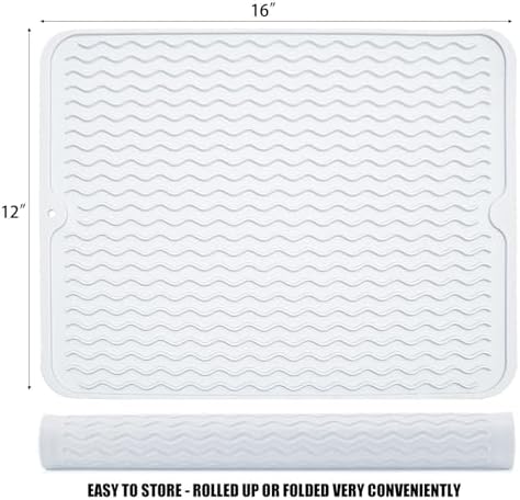 Silicone Dish Drying Mat, Non-Slip Easy Clean Sink Mat, Translucent - Image 4