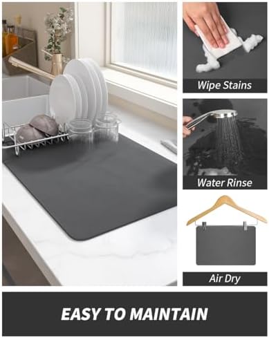 AMOAMI-Coffee Mat Hide Stain Rubber Backed Absorbent Dish Drying Mat - Image 4