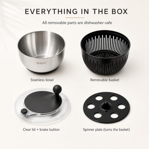 Stainless Steel Salad Spinner Large, 5.3 Qt - Image 6