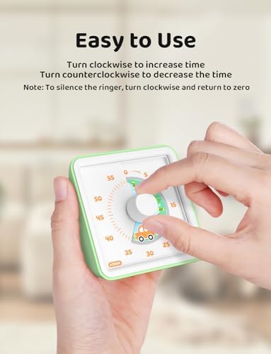 LIORQUE Visual Timer for Kids, 60 Minute Countdown Timer, Light Green - Image 5