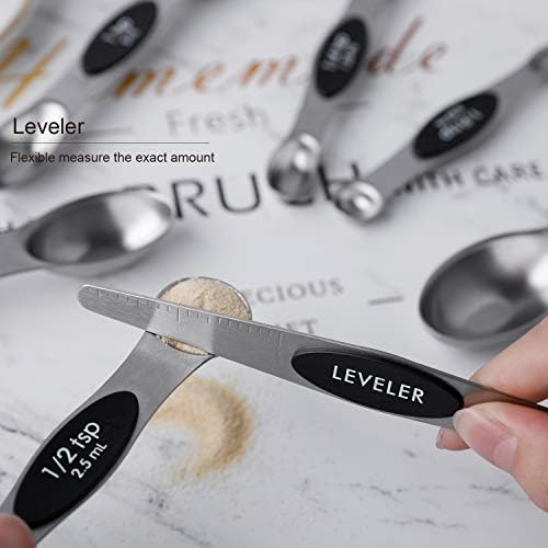 Magnetic Measuring Spoons Set Stainless Steel Dual Sided Stackable Teaspoon - Image 5