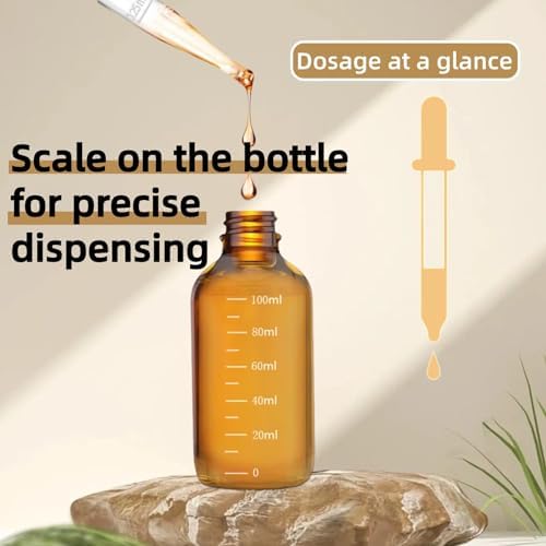 Amber Glass Dropper Bottle 3.4 oz, 2x100ml Amber Brown Glass Eye Dropper Bottles - Image 5