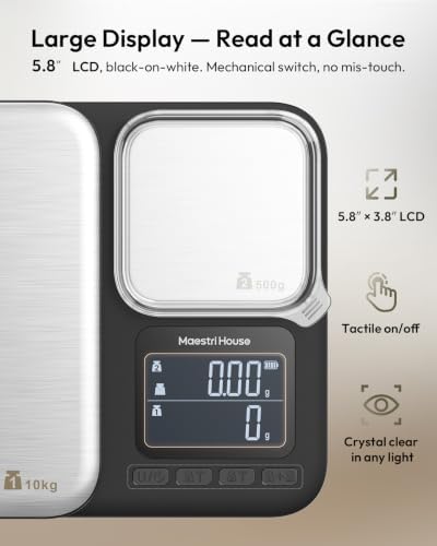Maestri House Dual Platform Kitchen Scale, 1g/0.01g Precision - Image 4