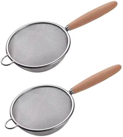 2Pcs Stainless Steel Fine Mesh Strainer Versatile Long-Handle Sieves by Unknown