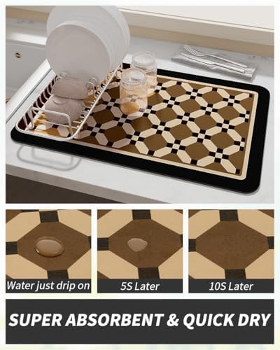 AMOAMI Coffee Mat Hide Stain Rubber Backed Absorbent Dish Drying Mat - Image 3