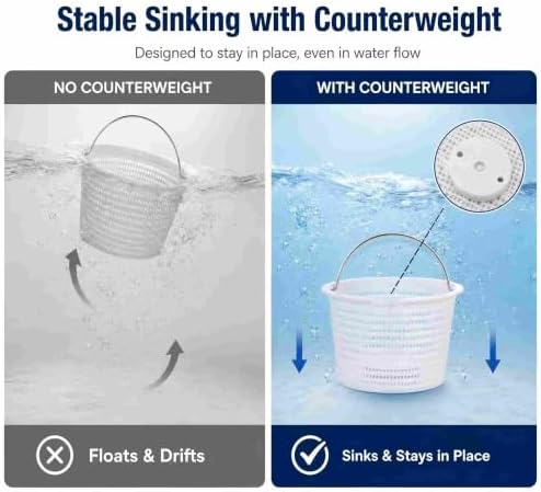 2-Pack 8 Inch Weighted Pool Skimmer Basket, 316 Steel Handle - Image 5