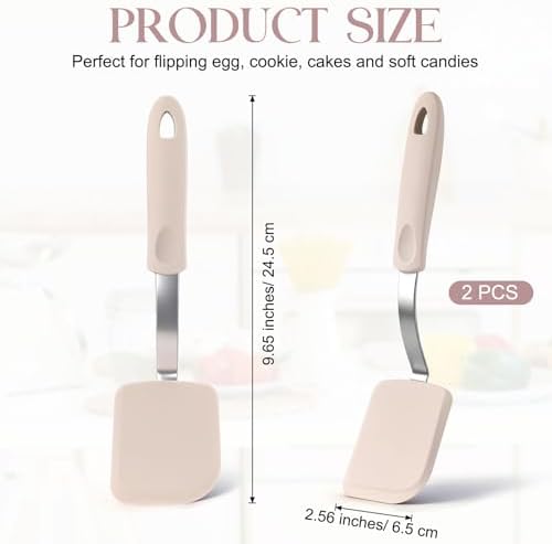 2Pcs Mini Silicone Cookie Brownie Spatula, Solid Flat - Image 2