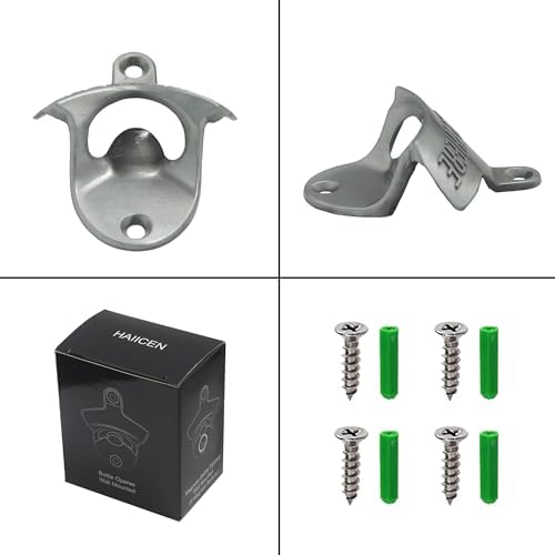Old Style Wall Mounted Bottle Opener, Rustic Silver Rustproof Screw in Wall - Image 4