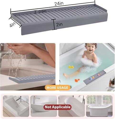 Sink Edge Protector with Suction Cup 4"x24", Silicone Sink Splash Guard - Image 5
