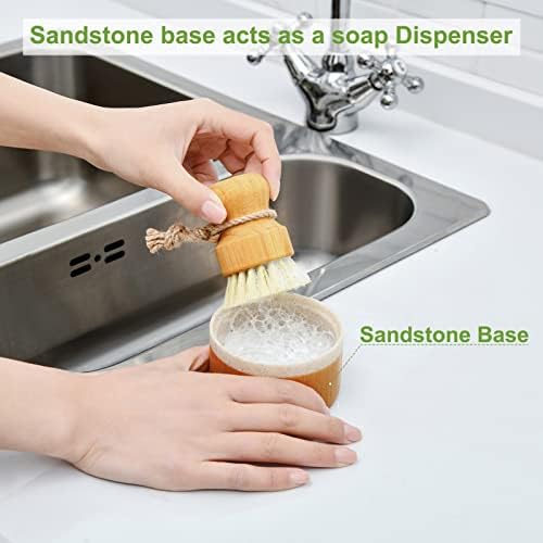 SUBEKYU Bamboo Dish Scrub Brush, Produce Brush, 2 Pack - Image 5
