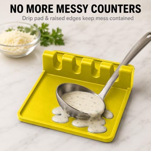 2 Pack Yellow Silicone Spoon Rest - Image 3