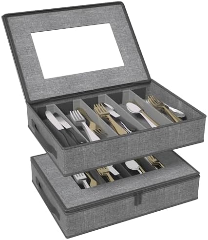 2-Pack Silverware Storage Box, Flatware Organizer by Aokeyee