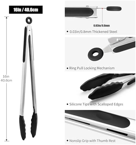 Doosu Kitchen Tongs with Silicone Tips - Image 2