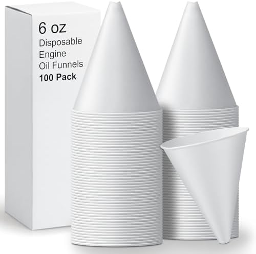 100 Pcs Disposable Paper Engine Oil Funnels, 6oz by Draupnir