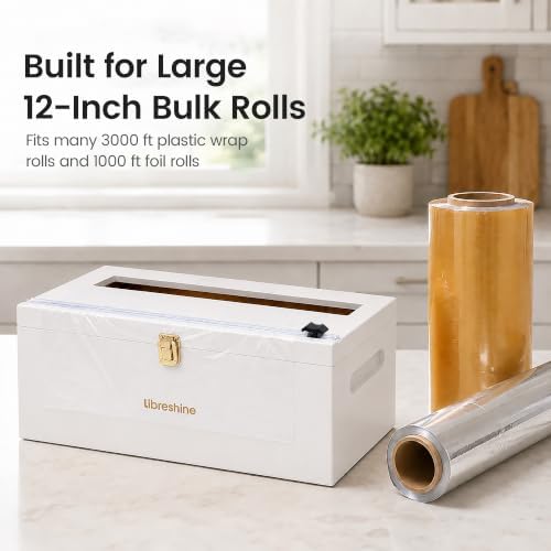 Libreshine 12-Inch Bamboo Plastic Wrap Dispenser - Image 2