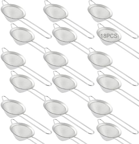 18 PCS Tea Strainers Cocktail Strainer Stainless Steel Fine Mesh Small Strainer by Unknown