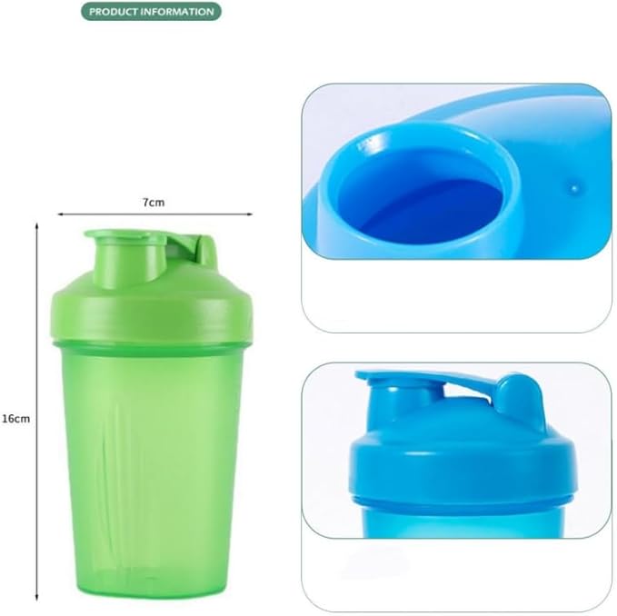 CHNLML Protein Shaker Bottle 400ML/16Oz w. Shaker Ball for Protein Shake, Shaker Bottle with Mixing Ball, Leak-Proof, BPA-Free, for Gym, Workout, Juice Mixer (Blu/Blu, 16Oz-400ML-1Bottle)