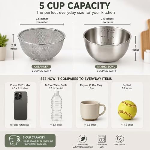 18/8 Stainless Steel Colander - Image 2