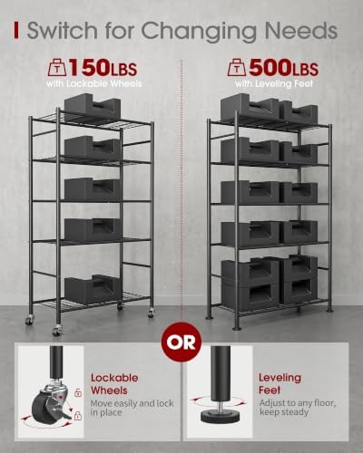 Sakugi 5-Tier Storage Shelves 33.1" x12.6" x73.5" Black - Image 4