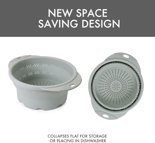 Dexas 10" Collapsible Silicone Colander in Sage, Kitchen Strainer - Image 6