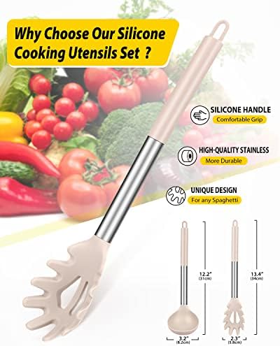 BUNDLEPRO Silicone Soup Ladle and Pasta Spoon Set, 2 Pack - Image 2
