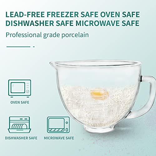 Glass Mixer Bowl For Kitchenaid Tilt-Head Stand Mixers 4.5-5 Quart, 5 qt Mixing - Image 3