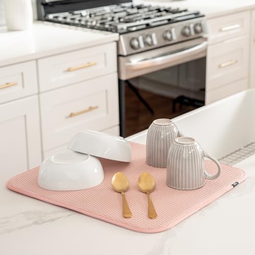 S&T INC. Dish Drying Mat, Diamond Texture, Rose Pink - Image 2