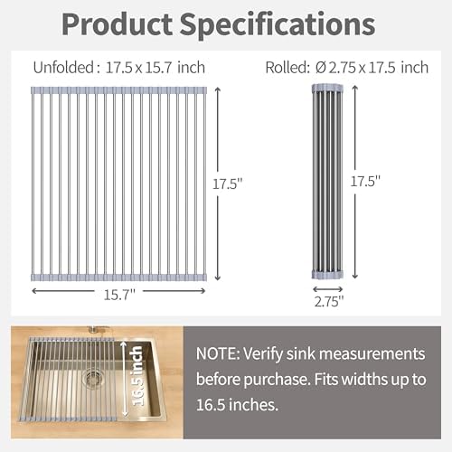 Roll Up Dish Drying Rack for Over Sink - Image 3