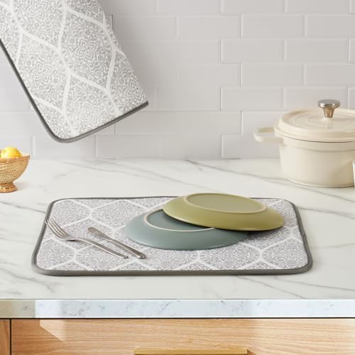FRESHMINT Dish Drying Mats 2 Pack, Modern Medallion - Image 2