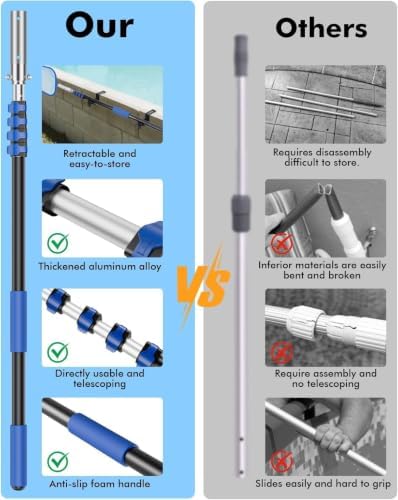 Pool Pole Telescopic 16FT Heavy Duty Upgraded Aluminum, 16 Ft - Image 5