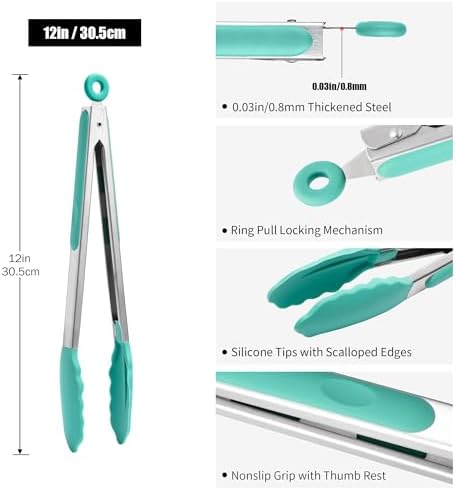Doosu Kitchen Tongs with Silicone Tips - Image 2